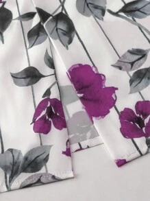 Irokai 日本女性传统花卉印花和服浴衣，夏季节日 - 紫色 - 查看 4