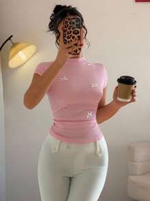 Rafferiza 时尚百搭法式褶皱蝴蝶结短袖衬衫