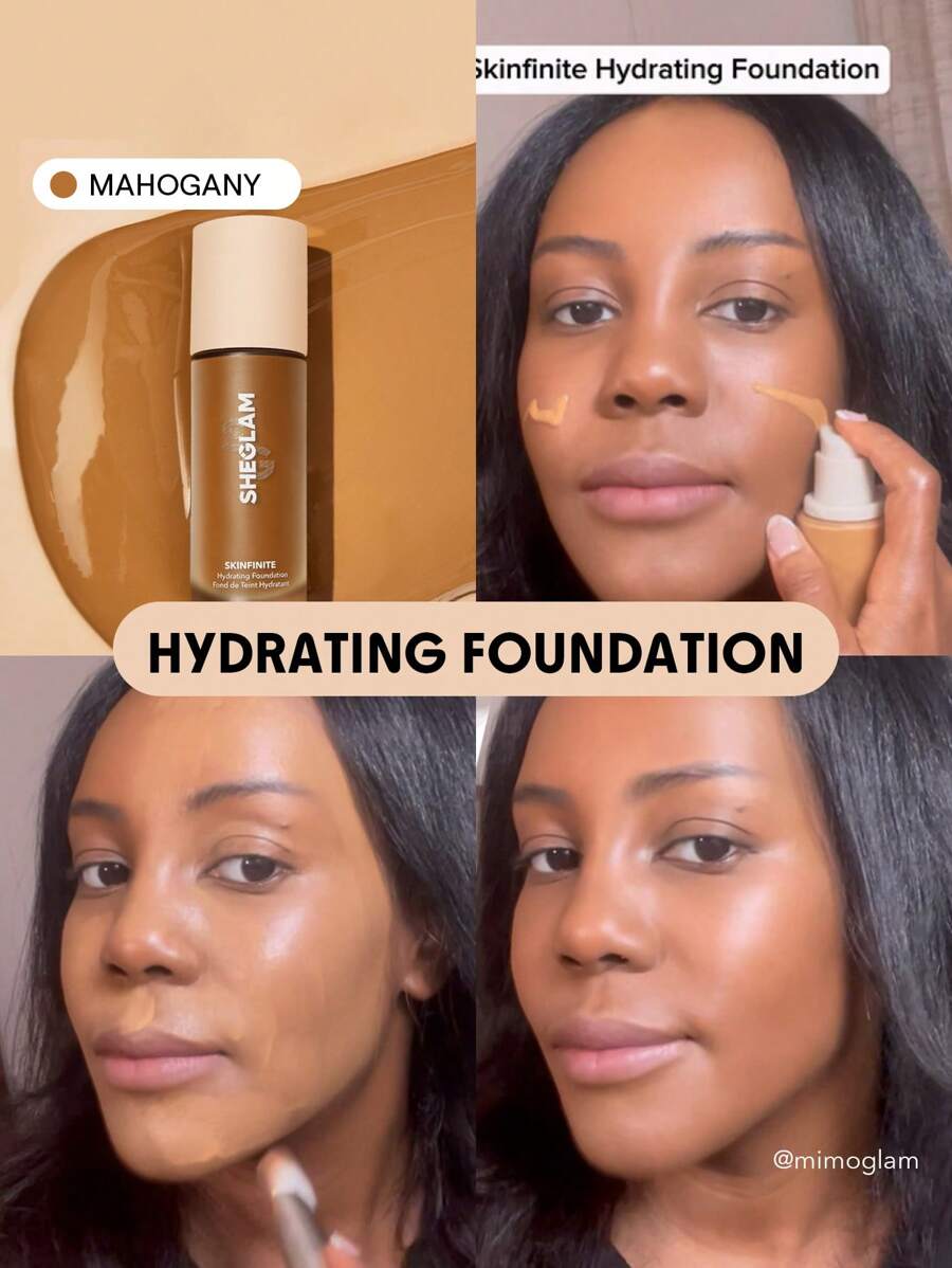 SHEGLAM Skinfinite Hydrating Foundation-Mahogany Flawless Dewy Foundation Hydrating Coverage Invisible Pore Concealer Pore-Less Non-Greasy Lightweight Natural Soft Liquid Foundation Brand Beauty Makeup Face Paint Cosmetic For Women Girls Perfect For Spring Summer Ideal For Y2K Fancy Fashion Suitable For Birthday Mother'S Day Gift Rave Party Ready Best Color