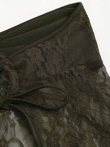 EgrlEra Women's Strapless Lace Top Y2K - Army Green - View 5