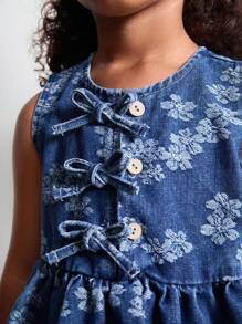 Maija Kids Maija Kids 女童提花蝴蝶结吊带牛仔上衣和短裤套装 - 彩色 - 查看 5