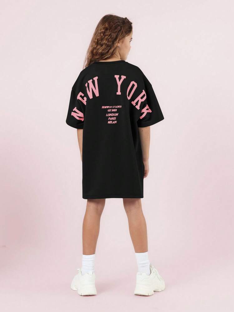 Oversized T Shirt Dress With City Graphic Print