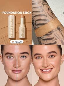 SHEGLAM Skin Magnet High Coverage Foundation Stick-Peach Long-Lasting Poreless Flawless Easy To Use Full Coverage Foundation Stick For All Skin Type Non-Fading Sweat-Proof Weightless Cruelty-Fre Smooth Natural Skin-Like Finish Breathable Foundation Stick Gentle Formula Foundation Makeup Brand Beauty Makeup Face Paint Cosmetic For Women Girls Perfect For Spring Summer Ideal For Y2K Fancy Fashion Suitable For Birthday Mother'S Day Gift Rave Party Ready Best Color - Peach - View 1
