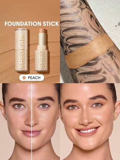 Skin Magnet High Coverage Foundation Stick-Peach Long-Lasting Poreless Flawless Easy To Use Full Coverage Foundation Stick For All Skin Type Non-Fading Sweat-Proof Weightless Cruelty-Fre Smooth Natural Skin-Like Finish Breathable Foundation Stick Gentle Formula Foundation Makeup Brand Beauty Makeup Face Paint Cosmetic For Women Girls Perfect For Fall Winter Ideal For Y2K Fancy Fashion Suitable For Birthday Christmas Present Party Ready Best Color