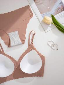 8件套舒适波浪边果冻胶带可拆卸文胸无缝内衣套装 - 彩色 - 查看 6