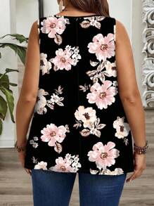 SHEIN CURVE+ Plus Size Casual Minimalist Sleeveless Racerback Tank Top Suitable For Going Out - Multicolor - View 2