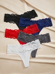 Charlaine 5 gói quần lót ren tương phản, đồ lót gợi cảm - Nhiều màu - Xem 5