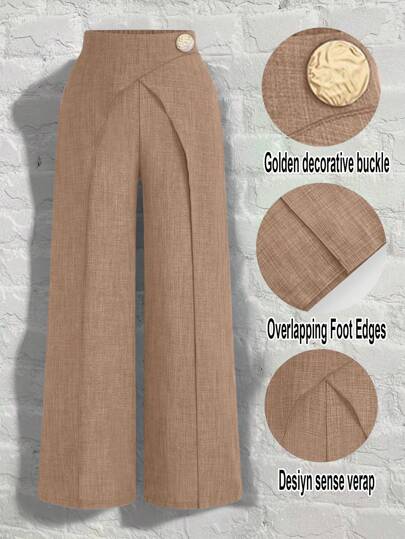 GlowEve Women's Elegant Commuter & Casual Dress, European & American Style, Bestselling Faux Denim Fabric, Overlapping 2 In 1 Design, Exaggerated Metal Buckle Decoration At Waist, Side Zipper For Easy Wear, Casual Stylish Design For Spring/Summer, Suitable For Casual Gatherings, Daily Commute And More Occasions, Distinctive Style, High Cost-Effectiveness Fall Cloth For Women