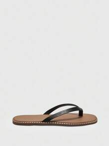 CUCCOO BIZCHIC Summer Casual Versatile Metal Edged Black Flip Flops