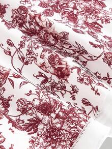 SHEIN MOD 女士红白花卉印花荷叶边下摆吊带背心