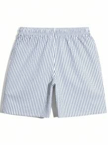 Manfinity KASUA Men's Striped Print Pocket Drawstring Waist Beach Shorts, Suitable For Summer Men Blue And White Swim Trunks Men Swim Trunks Beach Clothes For Men