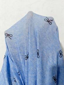 SHEIN Sexy Bow Print Deep V Bodysuit, Fitted Plus Size Short Sleeve