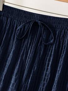 CosyJoli 大码女装新款春夏商务休闲女沙滩情人节风时尚通勤优雅阔腿裤口袋裤薰衣草色大学生宽松裤 - 藏蓝色 - 查看 4