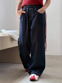 Dazy Kids Girls' Butterfly Print Denim Pants - Blue - View 6