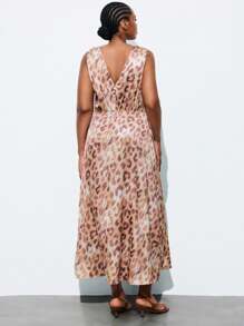 Maija Đầm dài không tay họa tiết da báo thời trang mùa hè cỡ lớn cho nữ - Nhiều màu - Xem 2