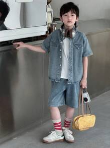 Dazy Kids Boys' Denim Set, Fall Outfit - Blue - View 4