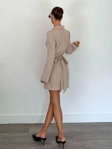Siren Gaze Women's Fashion Lapel Shoulder Long Sleeve Casual Summer Mini Dress Blazer Dress Suit Dress Beige Blazer Dress Blazer Dress For Women Women Suit Dress Winter Elegant Evening Dress