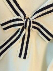 Franclia 休闲日式学院风圆领针织毛衣女针织套头衫秋冬 - 白色 - 查看 5