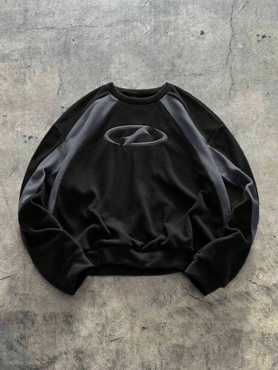 AXEPEAK Sudadera holgada de punto de manga larga para hombre, otoño e invierno - Negro - Ver 1