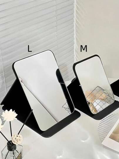 1pc Simple Bathroom Makeup Mirror, Portable Desktop Vanity Mirror, Office Desk Stand Mirror, Handheld Cosmetic Mirror, Adjustable Tabletop Mirror, Student Dormitory Dressing Table Mirror, Home Decoration, Room Decoration, Bathroom Accessory Home Bathroom Decor Summer Makeup Organizer Bathroom Accessories Back To School