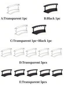 1/2/5pcs Plastic Pen Holder, 6-Slot Pen Display Rack, For Storing And Displaying Pens, Markers, Highlighters, Makeup Brushes, Suitable For Home, Office, And Shops, Transparent Craft Display Stand, Desktop Display Rack, Portable Office And Home Storage Solution, Office Supplies And Accessories - Multicolor - View 4