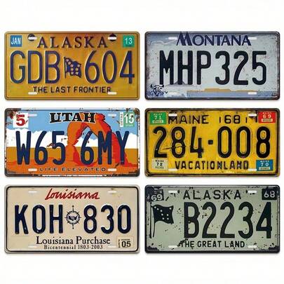 1 件 6x12 英寸金属锡标牌、复古美国车牌、汽车牌照、复古牌匾装饰、墙壁艺术、家居装饰、酒吧装饰、房间墙壁装饰、房屋艺术装饰、车库装饰、餐厅装饰、完美礼物