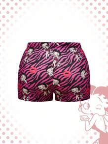 Betty Boop | ROMWE Quần short nơ ruy băng họa tiết ngựa vằn cỡ lớn đa năng họa tiết hoạt hình cỡ lớn - Nhiều màu - Xem 2