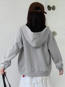 DAZY 少女针织保暖内衬卫衣，秋季卫衣 - 灰色 - 查看 4