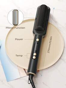 JMMO Portable Hair Straightener Brush, Quick Heat Up Electric Straightening Comb, Travel Friendly Hot Air Brush For Home & On-The-Go Styling, EU Plug - Black - View 6