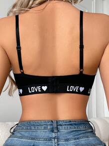 Snug Zone Women's Fashionable Sexy Letter Knit Hollow Out Bra Without Padding For Everyday Wear - Black - View 2