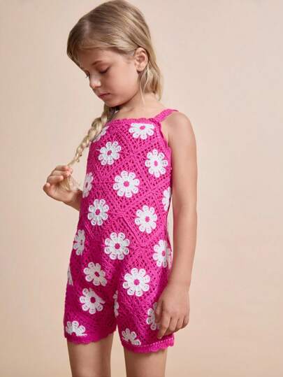 Maija Kids Maija Kids Mono sin mangas con flores de ganchillo para niñas jóvenes en verano