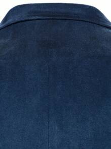 Calvornis 男士纯色单排扣商务休闲长袖西装外套 - 藏蓝色 - 查看 4