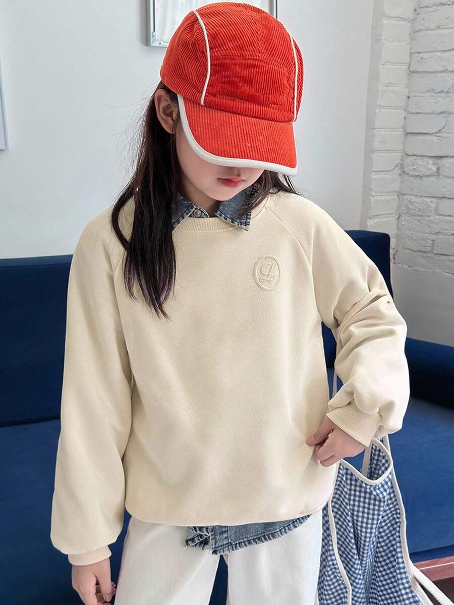 DAZY Tween Mädchen Pullover mit Rundhalsausschnitt und Thermofutter, Herbst - Aprikosenfarben - Übersicht 1