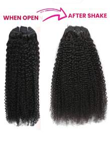 8 piezas de extensiones de cabello humano virgen negro natural rizado afro tipo kinky con clip, extensiones de cabello con trama y extensiones de cabello - Natural Black - Ver 7
