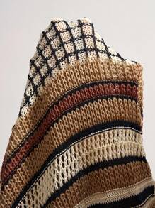 Bohemela Robe décontracté en tricot à col rond sans manches à rayures pour femme