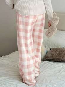 DAZY Tween Girl Plaid Warm Pajama Pants - Pink - View 3