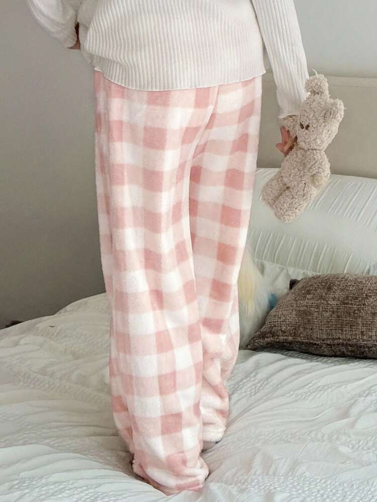 DAZY Tween Girl Plaid Warm Pajama Pants - Pink - View 3