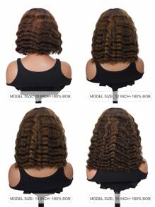 ALL READY WIG 12 英寸深波浪棕色渐变挑染无胶假发真人发预拔预剪蕾丝卷发短鲍勃假发真人发 P4/30# 可直接佩戴假发 180 密度 - S4/30 - 查看 7