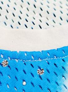 ROMWE MEN Prep 男士休闲夏季扎染水钻点缀网眼T恤 - 彩色 - 查看 4