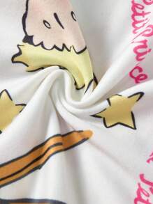 LE PETIT PRINCE X SHEIN 女士舒适撞色边卡通图案文胸和内裤套装 - 玫紅色 - 查看 5