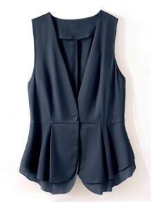 INAWLY Áo khoác cardigan không tay giản dị mới, áo nữ cỡ lớn ôm vừa vặn đa năng - Màu xanh hải quân - Xem 1