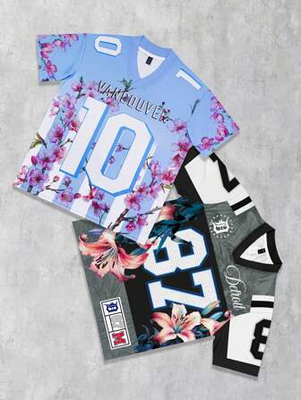 Prep 2pcs/Set Couple's Sports Jersey V-Neck Short Sleeve Top