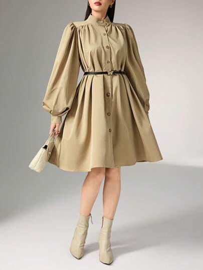 Heiryn Giacca da donna di alta gamma con maniche a lanterna, vita con fiocco, adatta per l'autunno