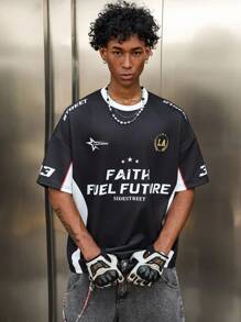 PAVTROS 男士简约图案印花圆领短袖T恤 - 彩色 - 查看 3