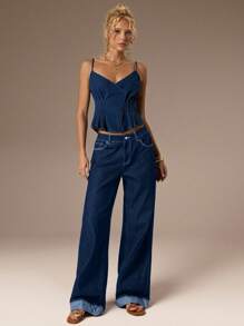 Avantive Geschäftskleidung Wickelbluse für Damen für Ausgang, Konzert, Gyaru-Club, V-Ausschnitt, asymmetrisch, sexy, Lässig, Y2K-Style, Streetwear, Club, Western, sexy