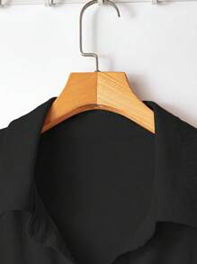 SHEIN JORESS Áo sơ mi dài tay màu đen thanh lịch, thoải mái cho mùa xuân, cỡ lớn - màu đen - Xem 4