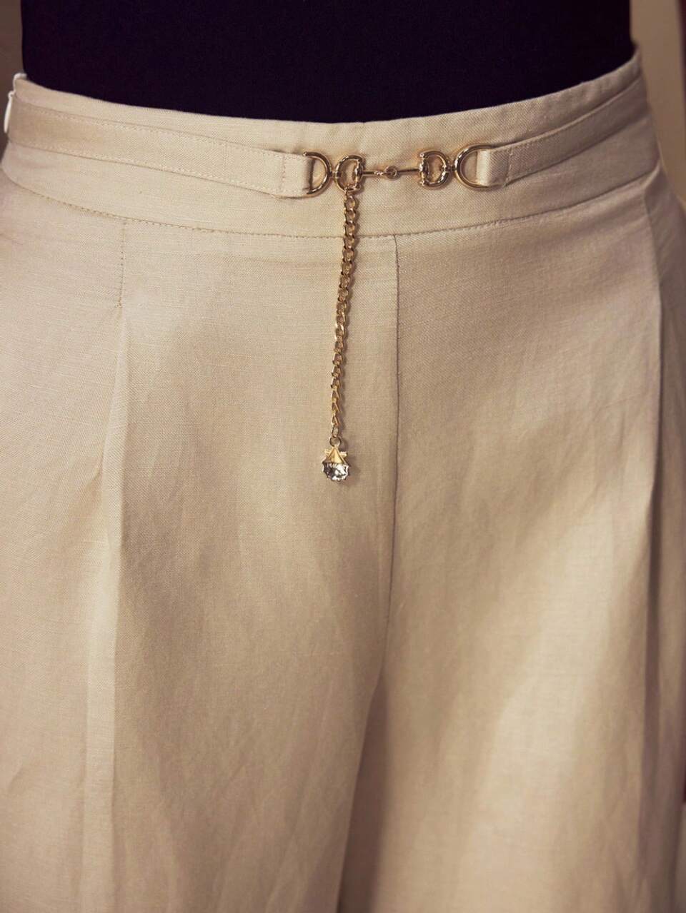 LINEN FOLD PLEATED SUIT PANTS