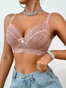 SHEIN 1 件女士优雅蕾丝钢圈文胸