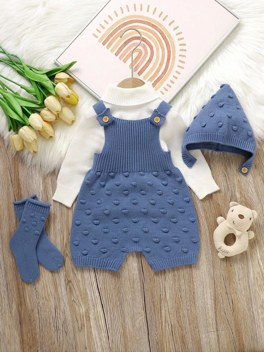 SHEIN Baby Boy Casual Knit Romper, Autumn/Winter Knitted Baby Outfit Blue Blue Baby Outfit Baby Boy Winter Clothes Newborn Boy Clothes Baby Boy Blue Outfit Fall