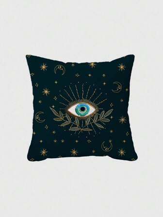 Grunge Punk 1pc Double-Sided Eye, Vine, Sun & Moon Printed Throw Pillow Cover, Suitable For Living Room, Bedroom, Dining Room